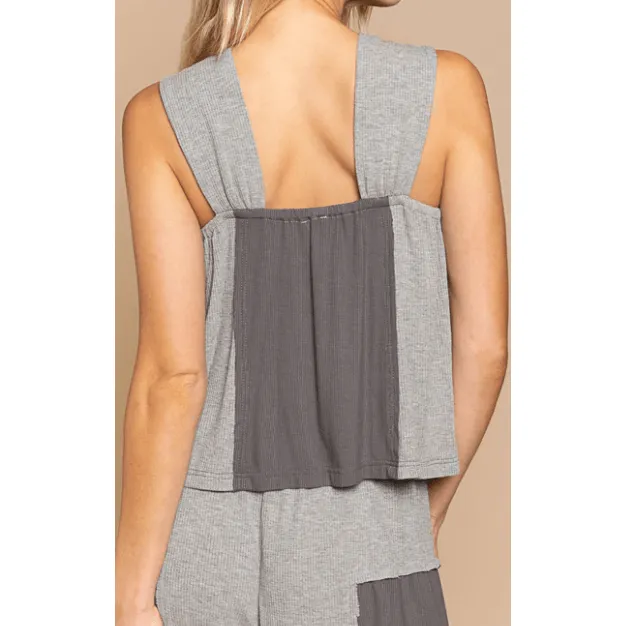 POL Stone Black Tank Top with Side Tie