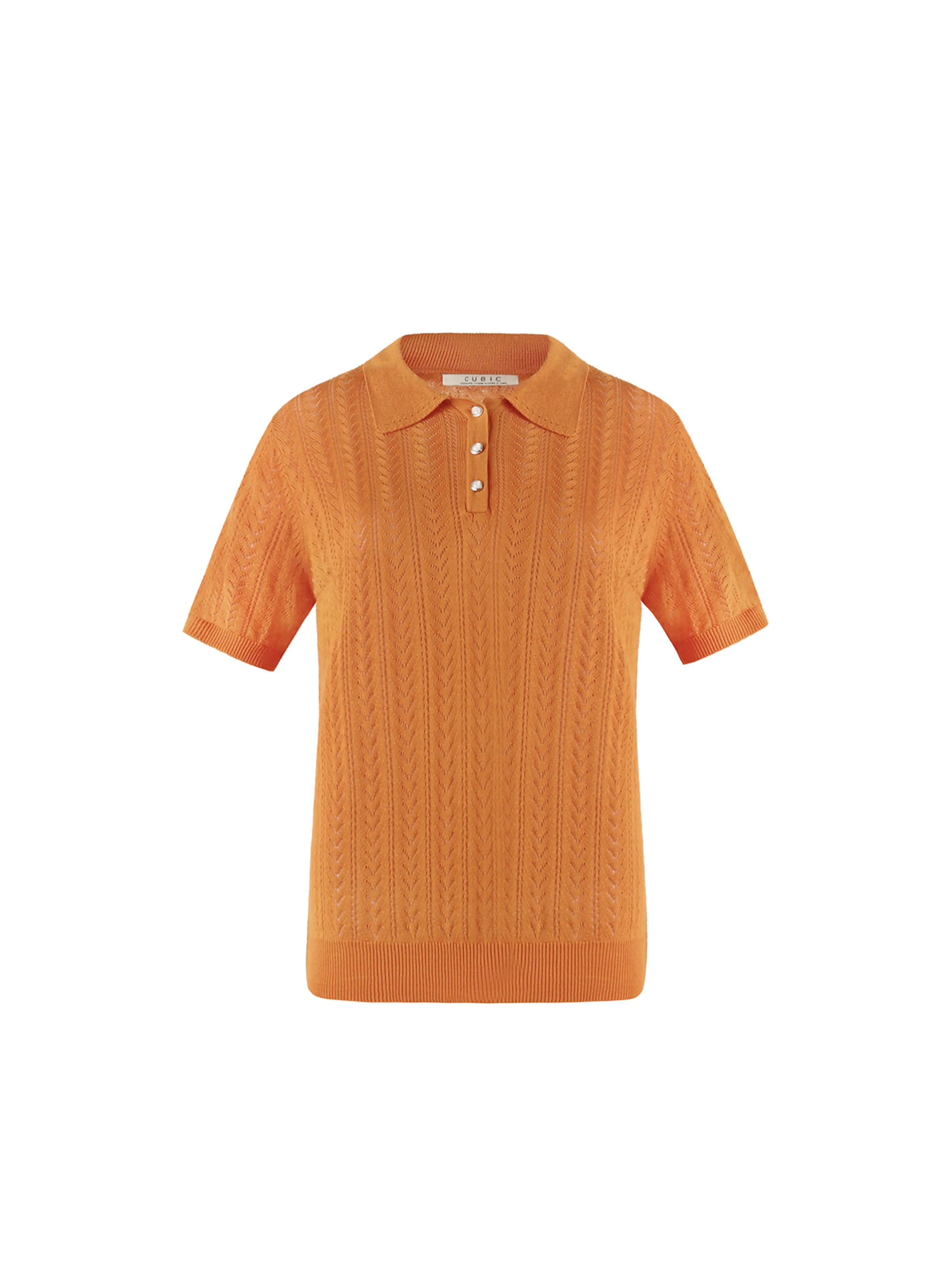 Polo Collar Short Sleeve Knit Top