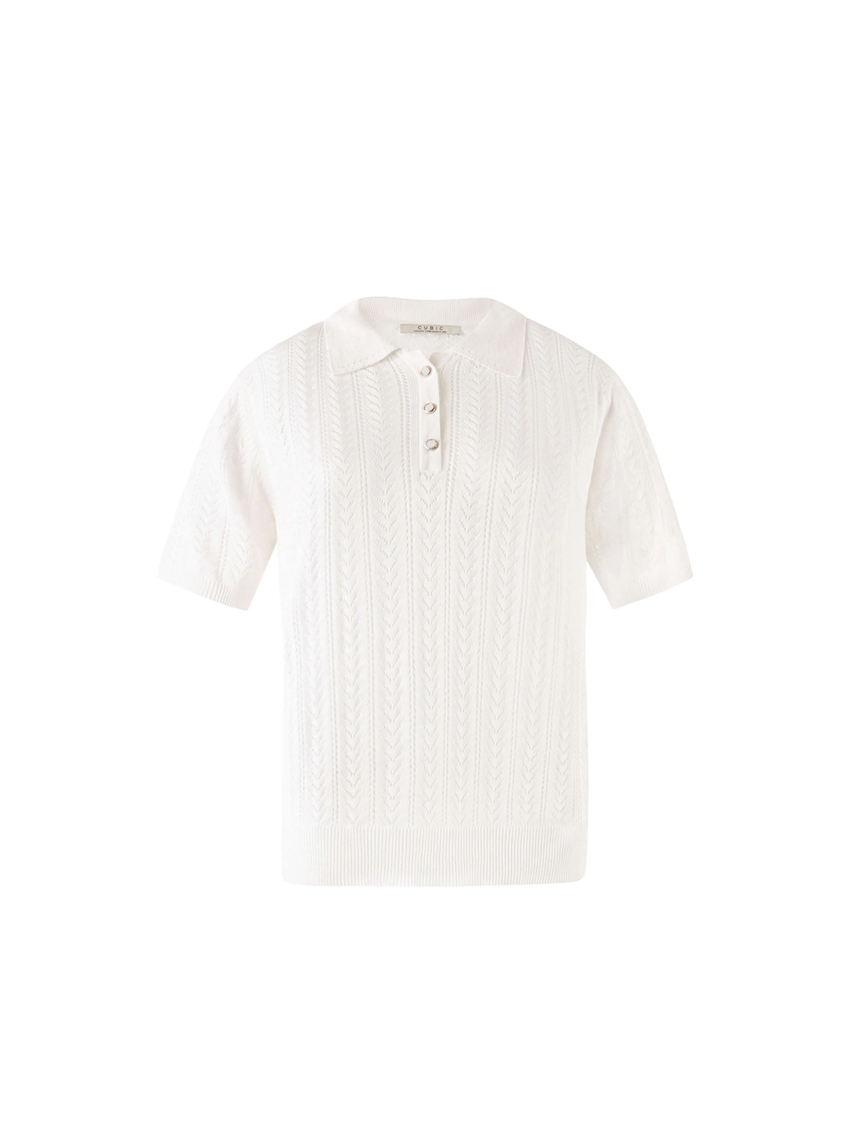 Polo Collar Short Sleeve Knit Top