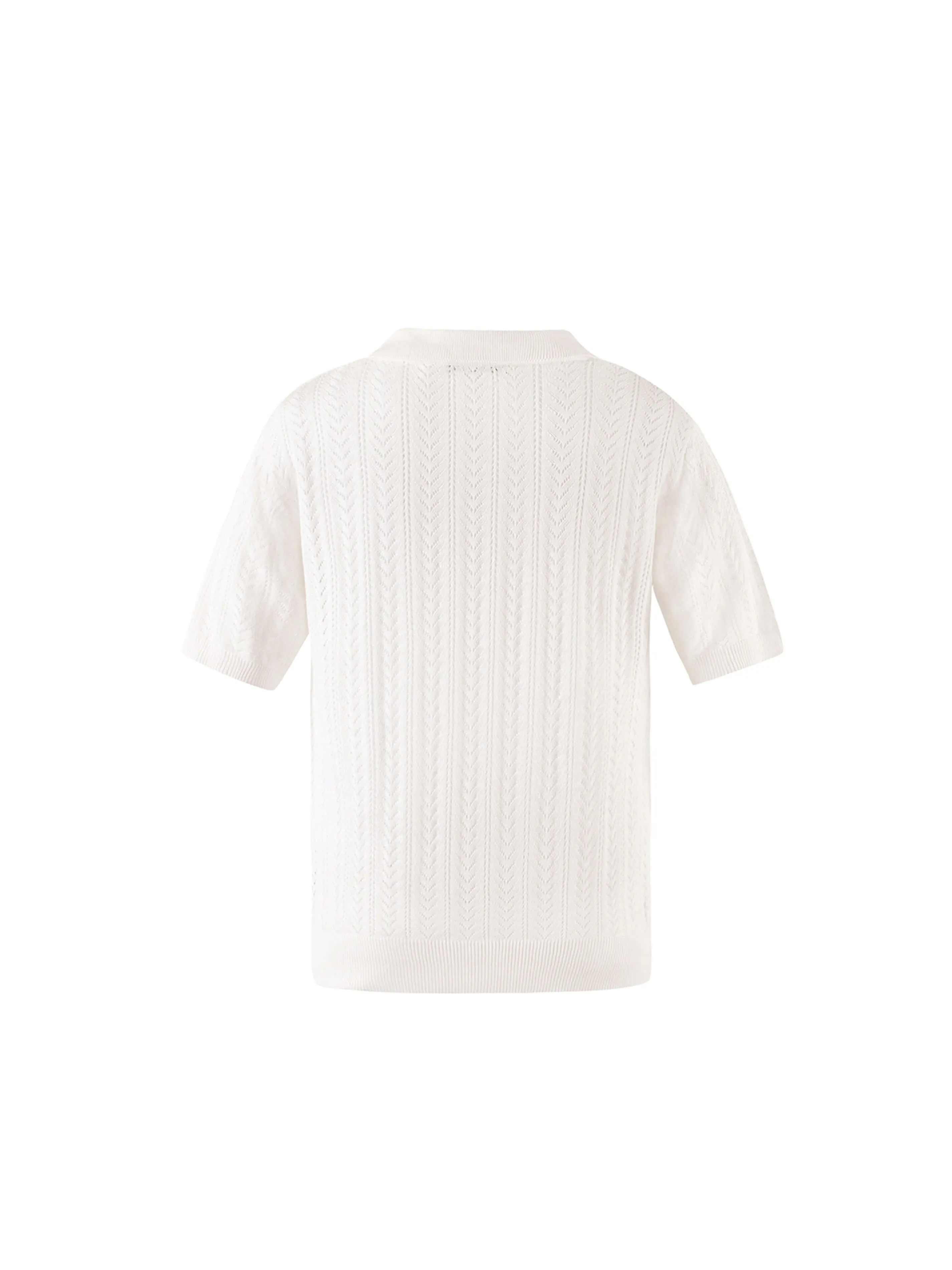 Polo Collar Short Sleeve Knit Top