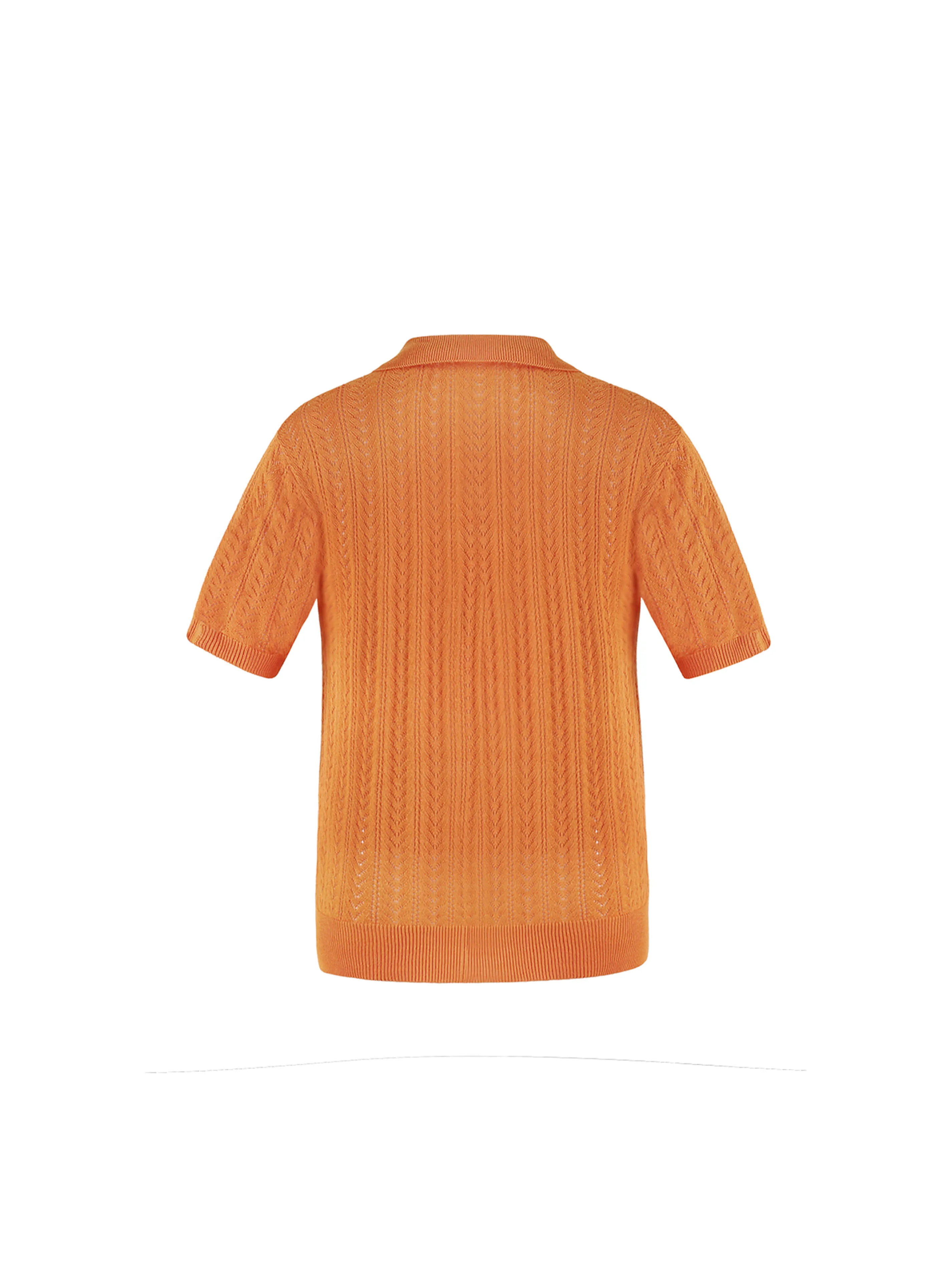 Polo Collar Short Sleeve Knit Top
