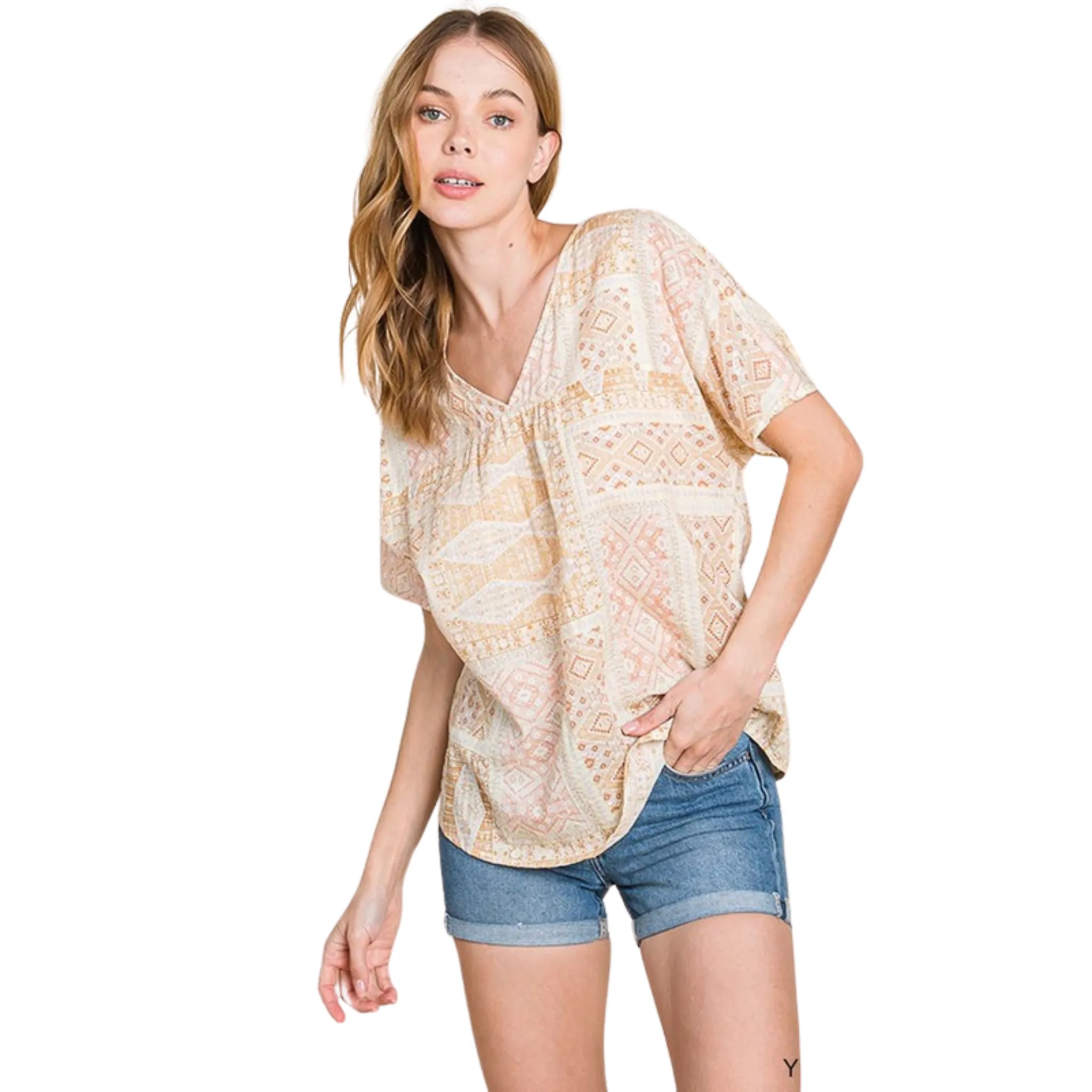 Print V-Neck Top