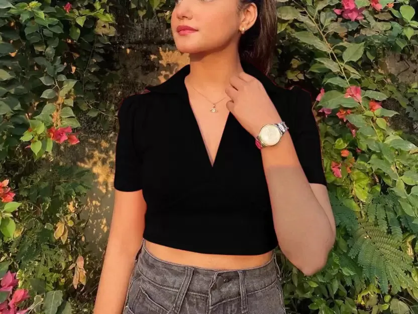 Puff Perfection Black Crop Top
