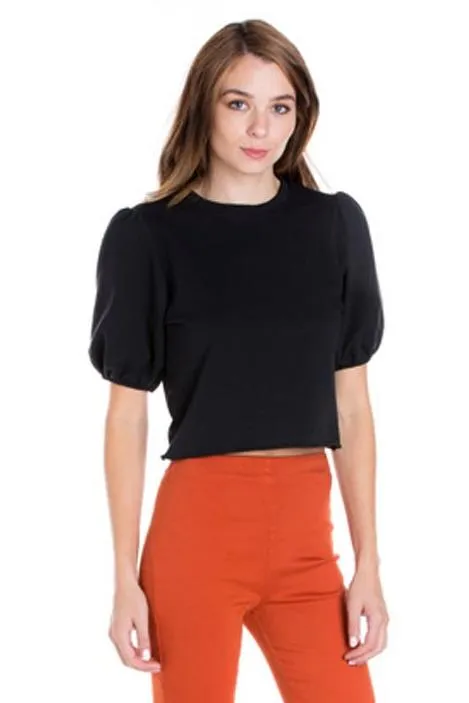 PUFF SLEEVE CROP TOP WHITE