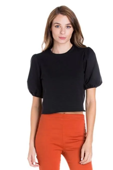 PUFF SLEEVE CROP TOP WHITE