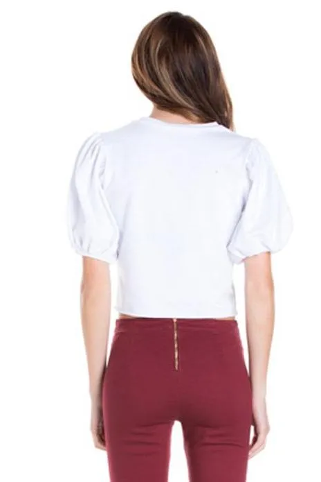 PUFF SLEEVE CROP TOP WHITE