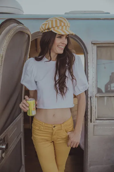 PUFF SLEEVE CROP TOP WHITE
