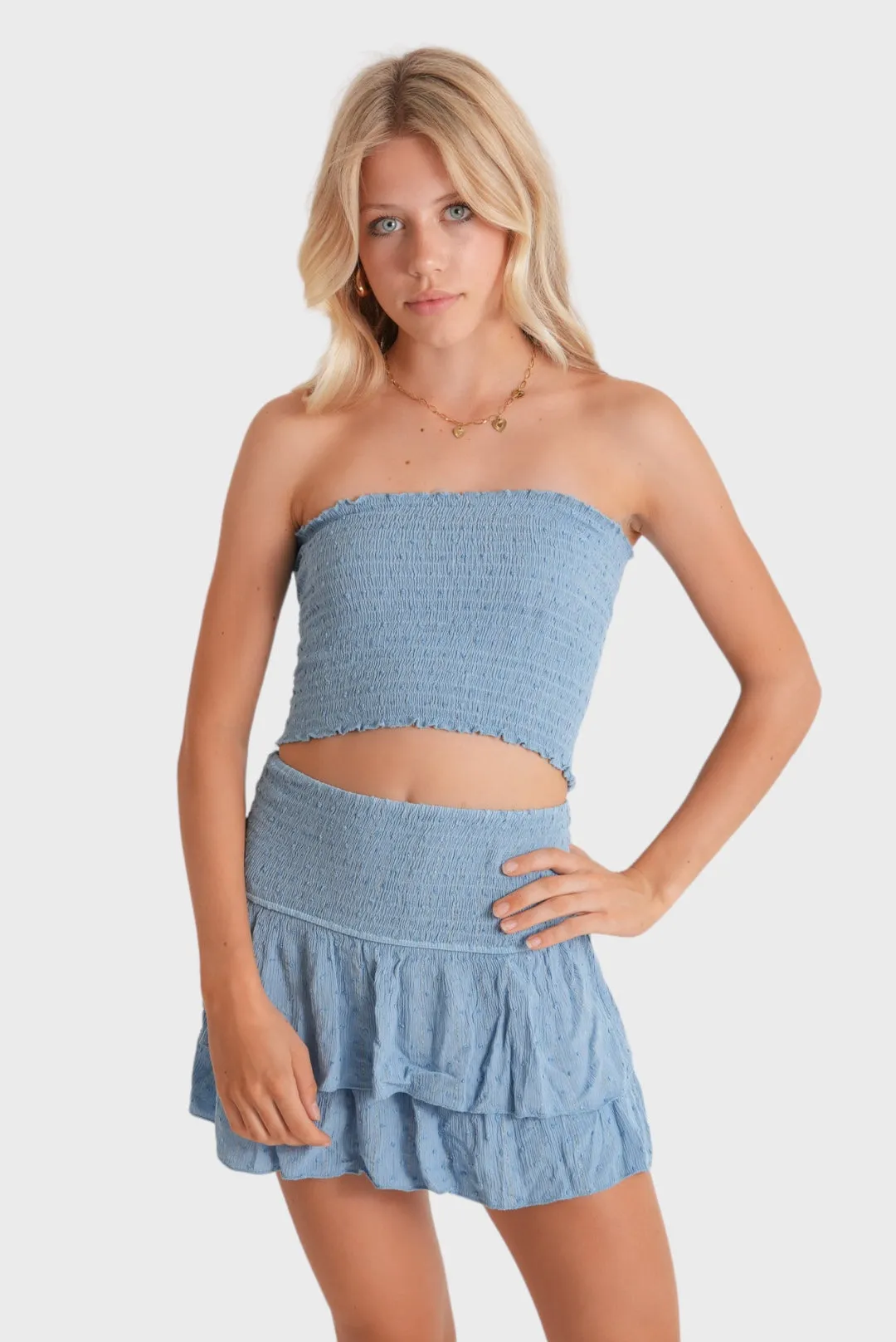 "Caribbean" tube top sky blue