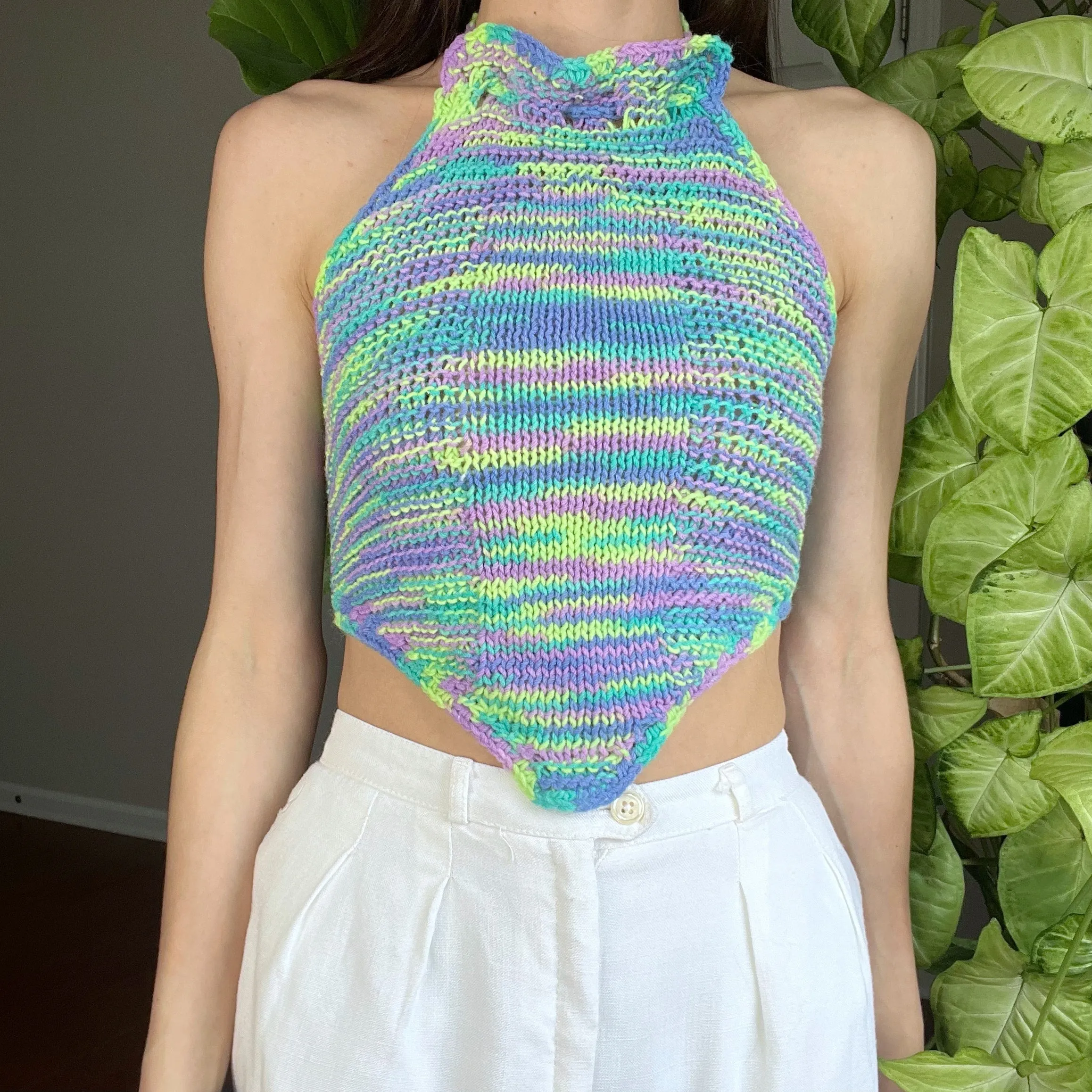 Rainbow Crocheted Halter Top