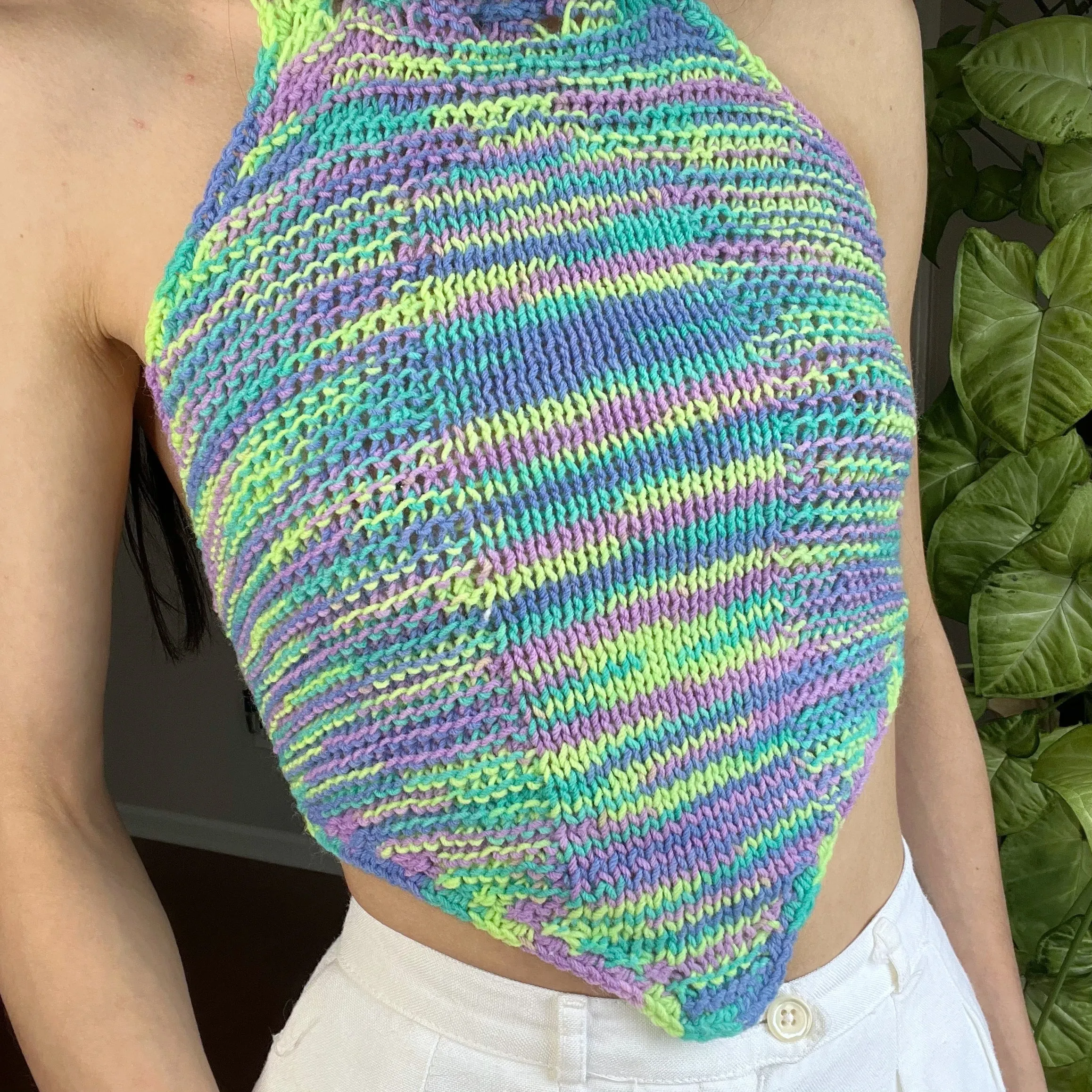 Rainbow Crocheted Halter Top