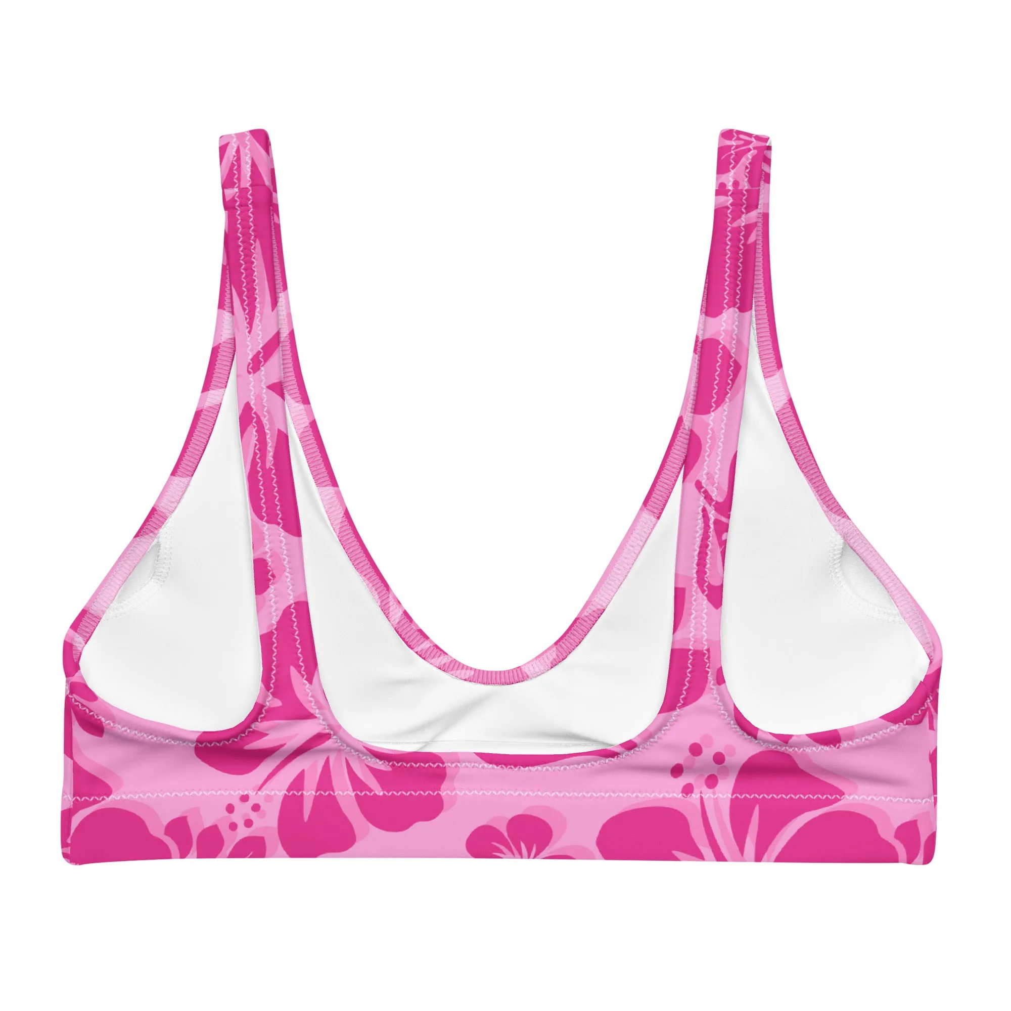 Raspberry Pinks Hawaiian Flowers Halter Bikini Top