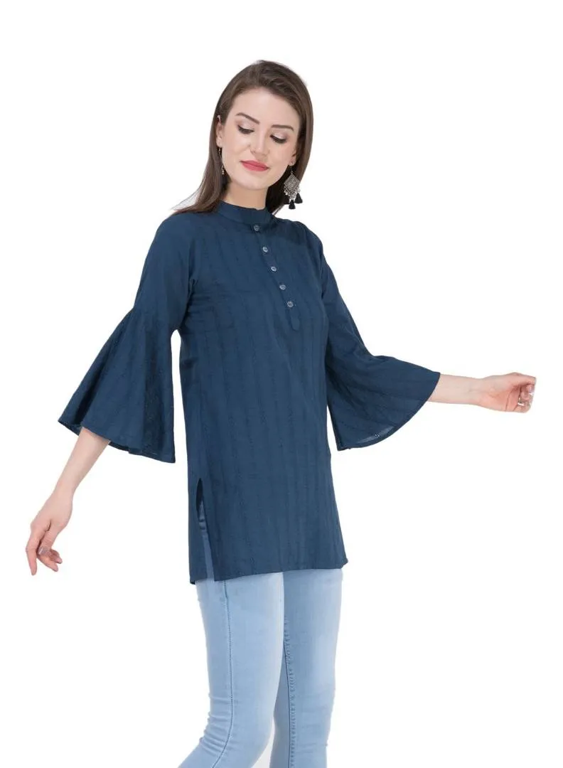 Rayon Green Embroidered Top