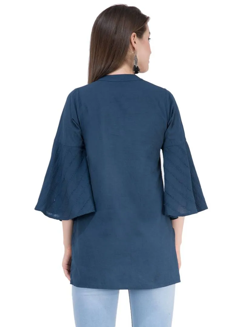 Rayon Green Embroidered Top