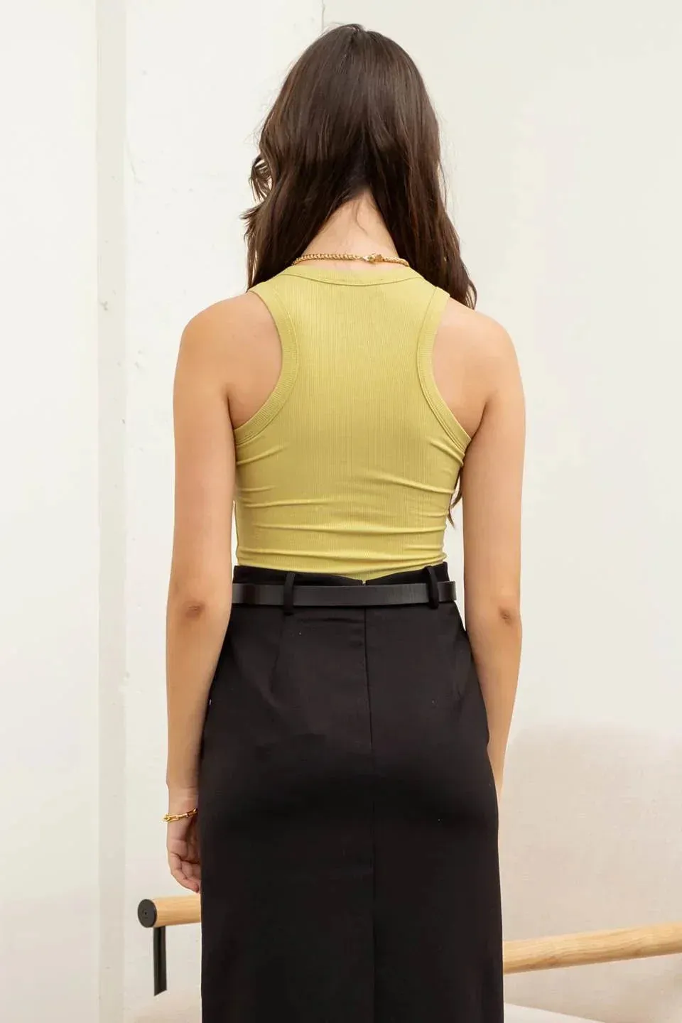 RAYON RIB SLEEVELESS TANK TOP