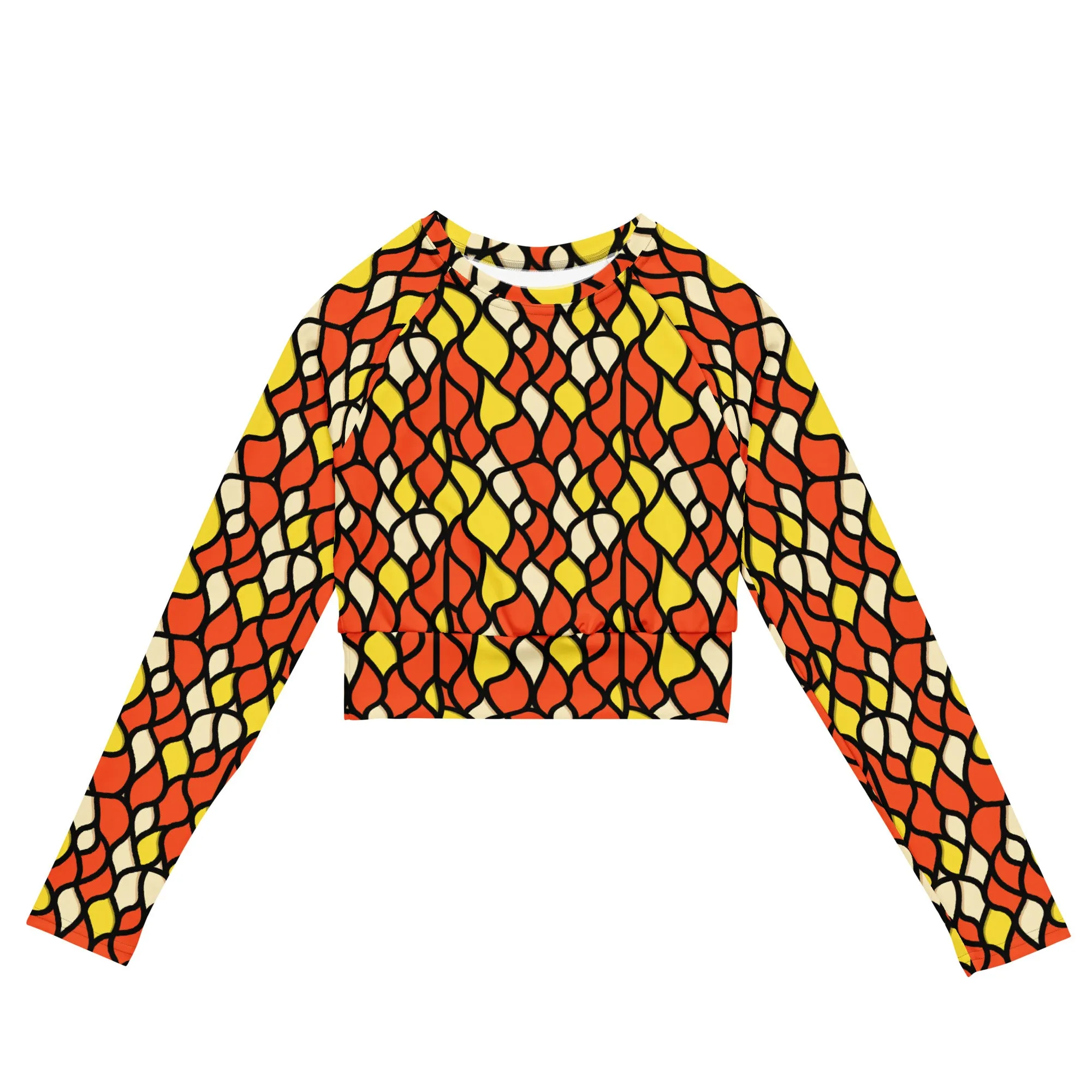 Recycled Long-sleeve Crop Top Honeycomb