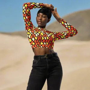 Recycled Long-sleeve Crop Top Honeycomb