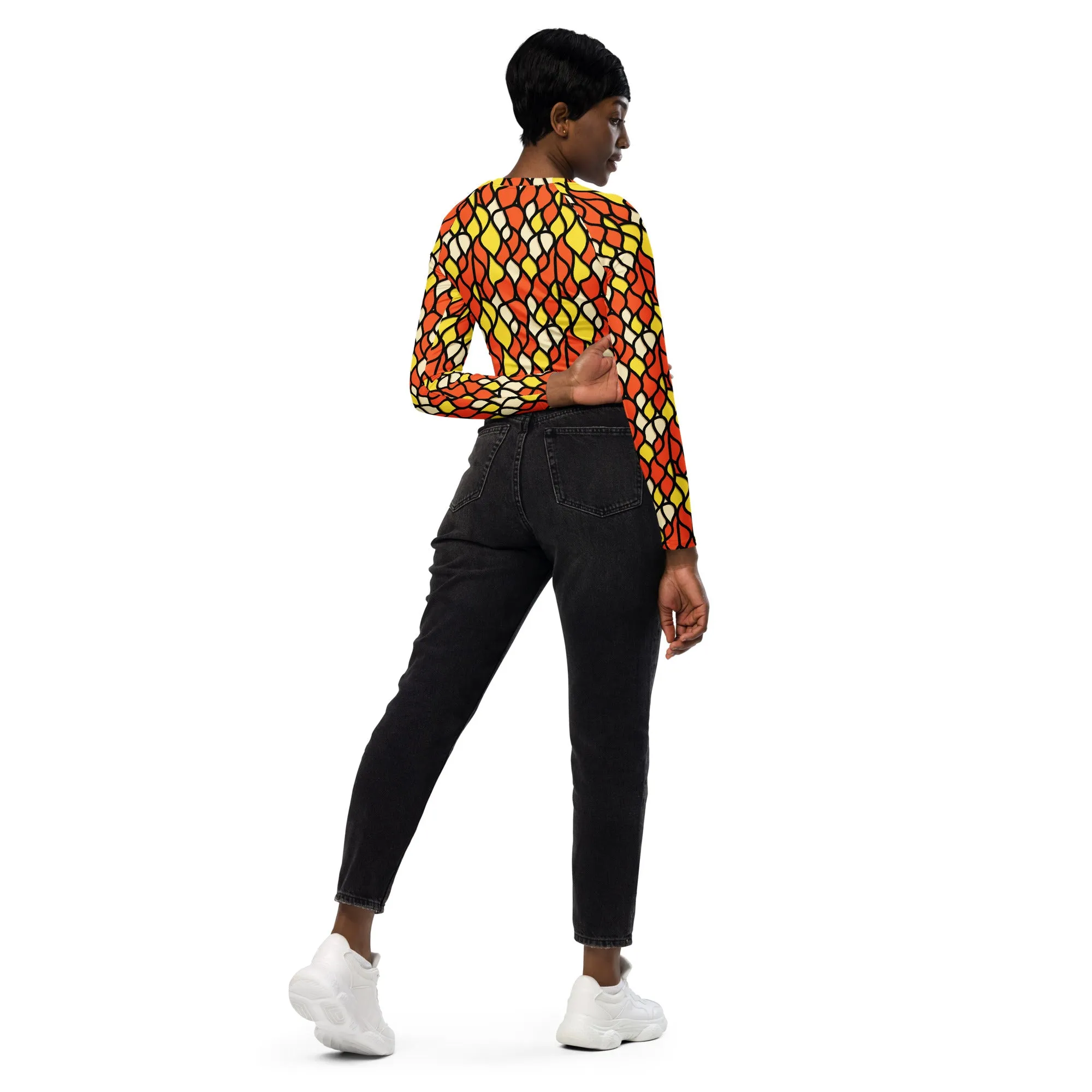 Recycled Long-sleeve Crop Top Honeycomb
