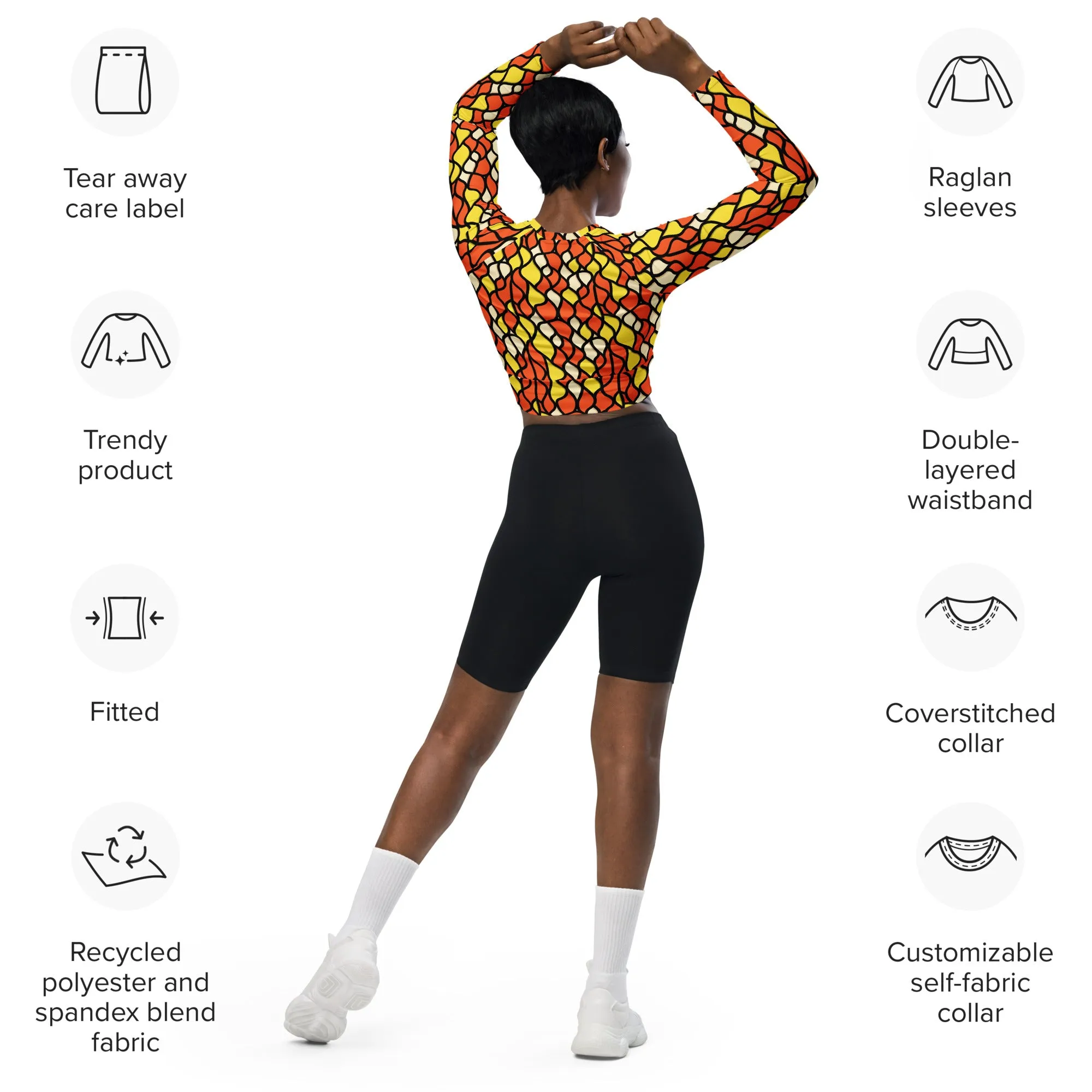 Recycled Long-sleeve Crop Top Honeycomb