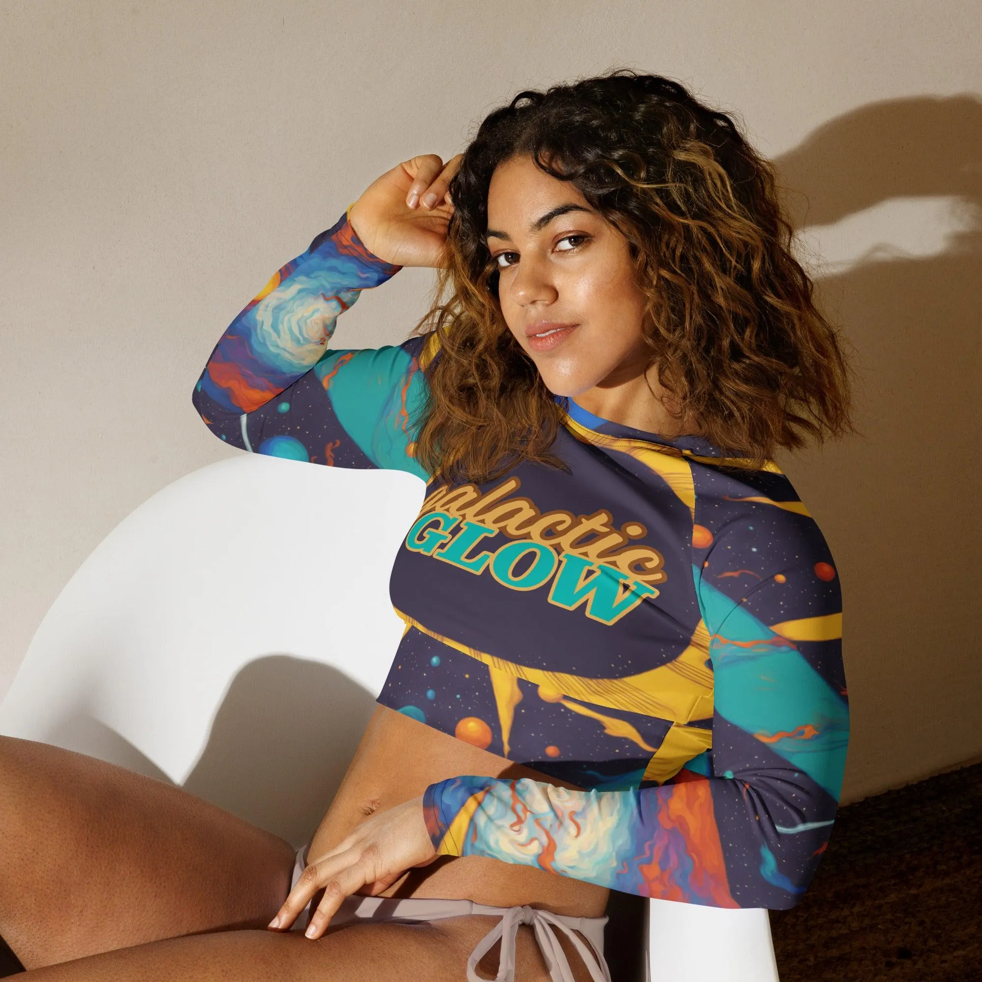 Recycled Long-sleeve Crop Top Nebula