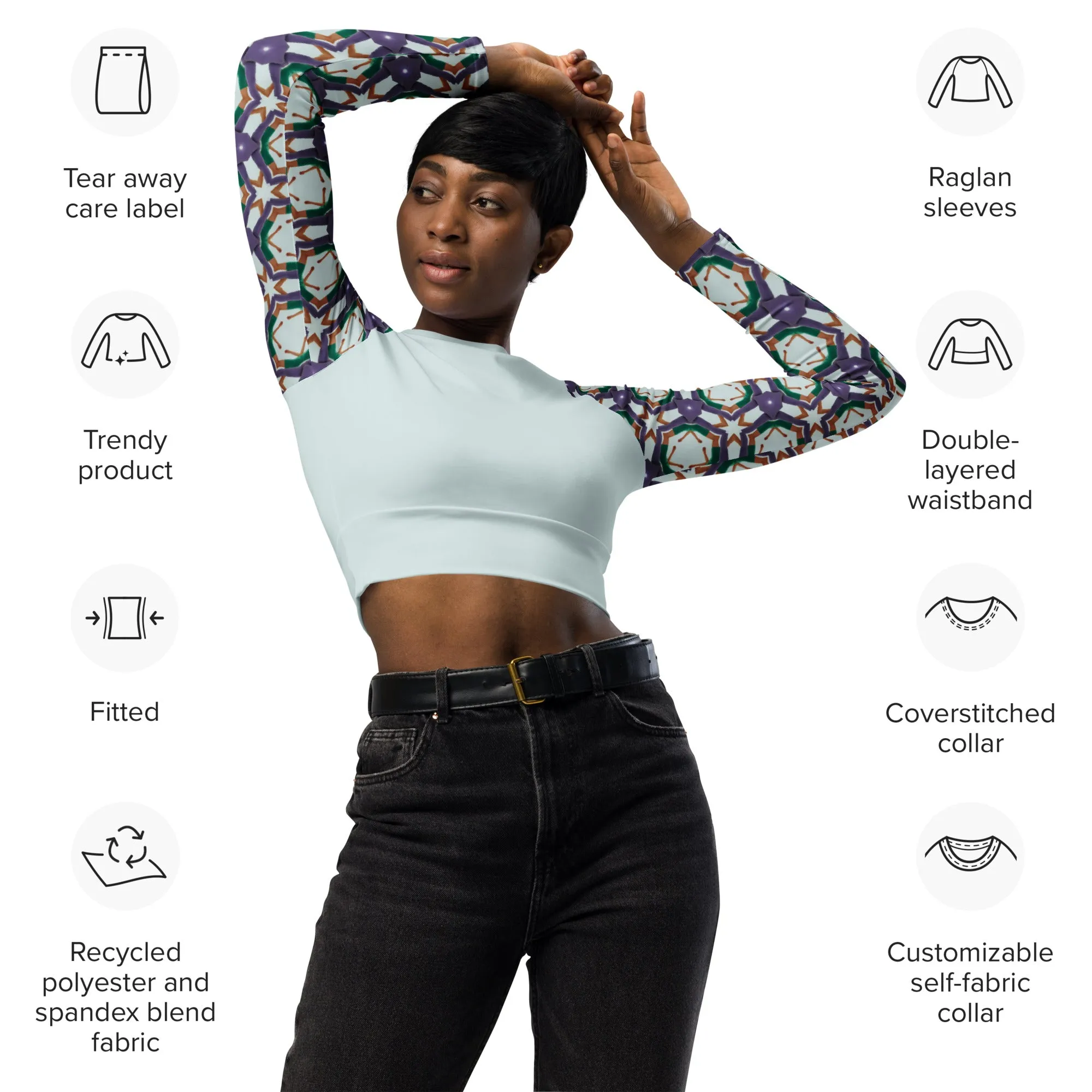 Recycled Long-Sleeve Crop Top Soccer Star