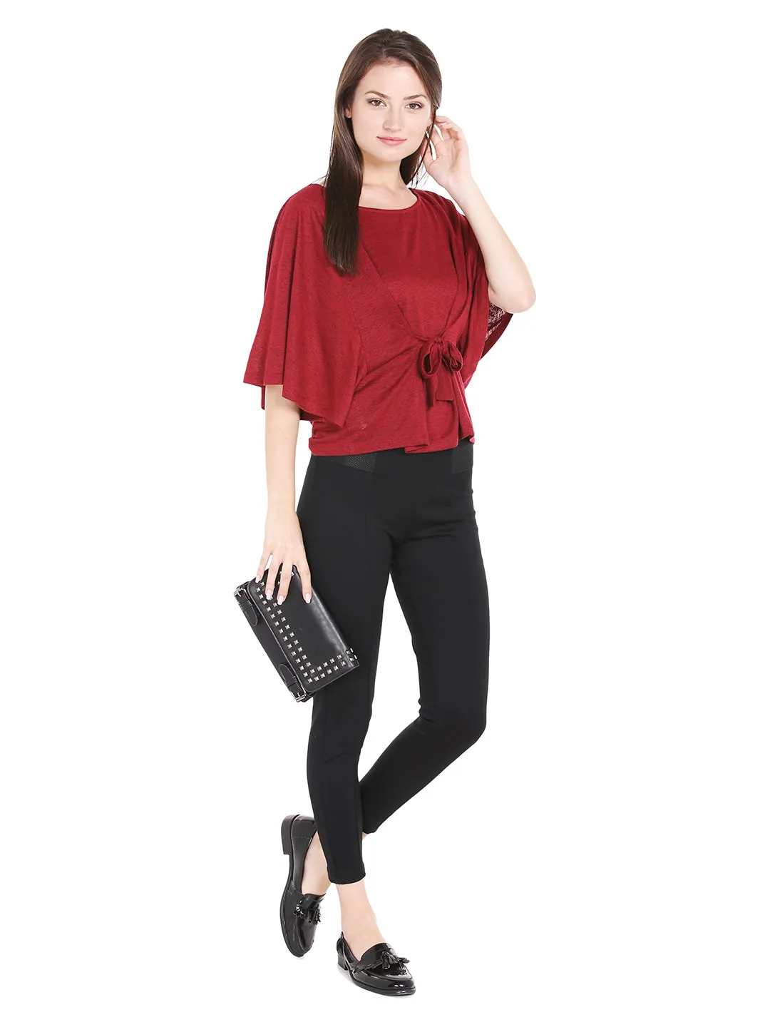 Red Solid With Front Bow Top