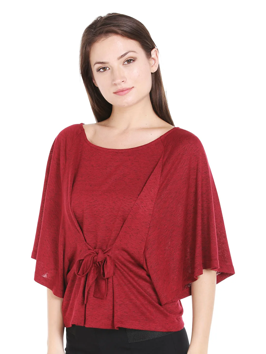 Red Solid With Front Bow Top