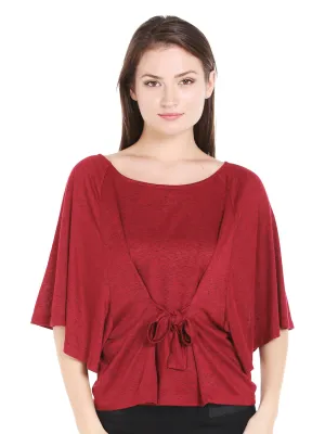 Red Solid With Front Bow Top