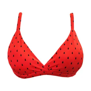 Red Watermelon Brazilian Fixed Triangle Bikini Top