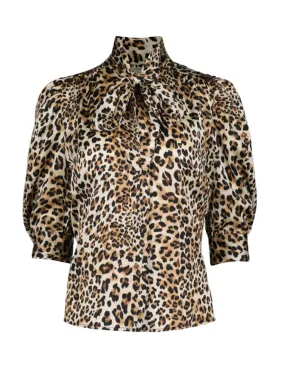 Remi Tie Neck Top, Leopard