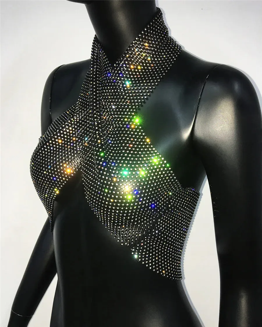 Rhinestone Fishnet Crop Top