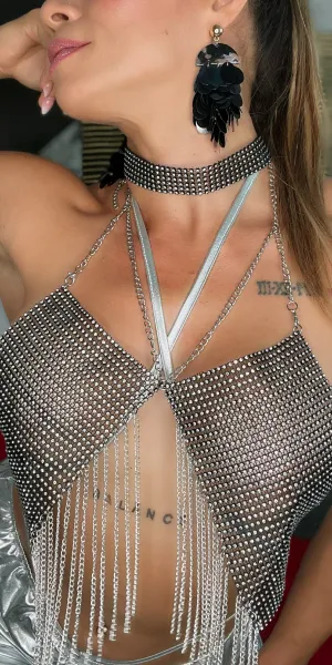 RHINESTONE TASSEL TOP