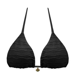 Ribbed Black Brazilian Triangle Bikini Top