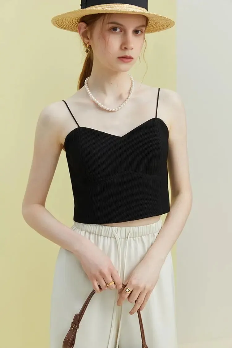 Ribbed Cropped Cami Top with Bra