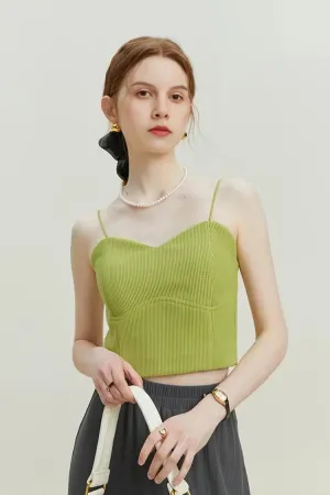 Ribbed Cropped Cami Top with Bra