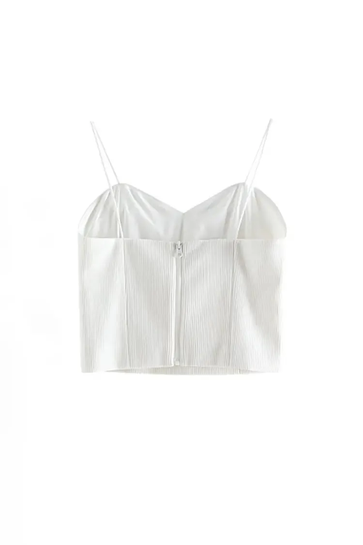 Ribbed Cropped Cami Top with Bra
