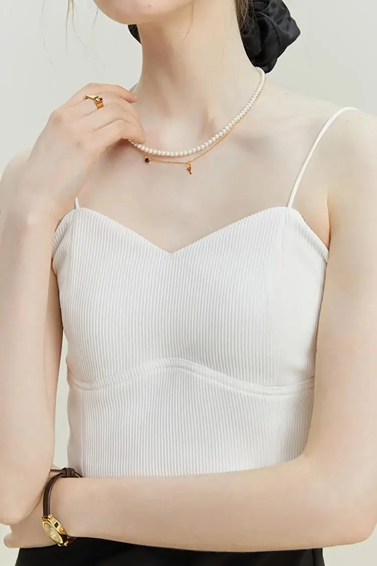 Ribbed Cropped Cami Top with Bra