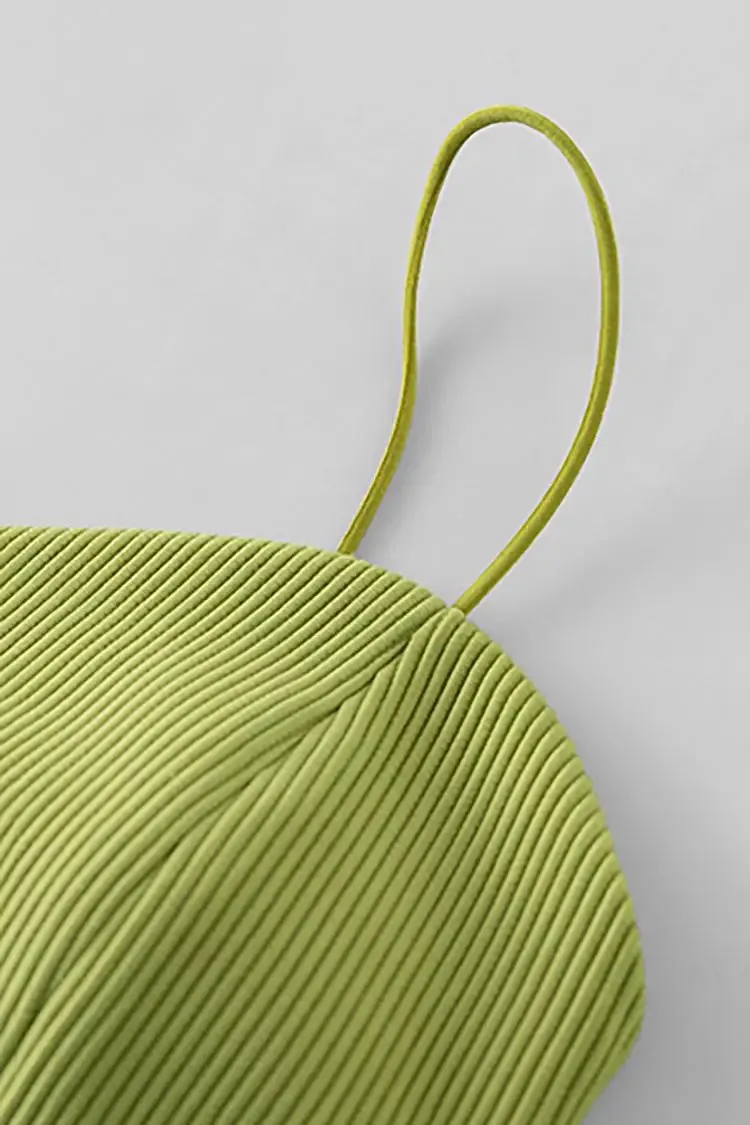 Ribbed Cropped Cami Top with Bra