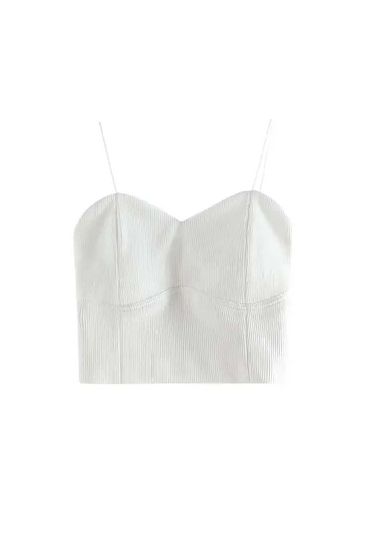 Ribbed Cropped Cami Top with Bra