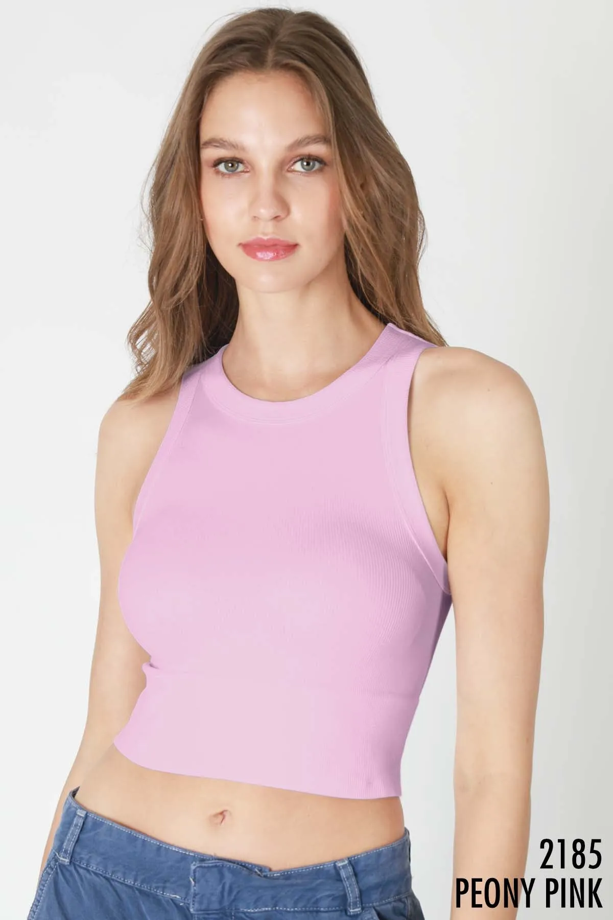 Ribbed High Neck Crop Top
