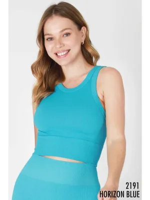 Ribbed High Neck Crop Top