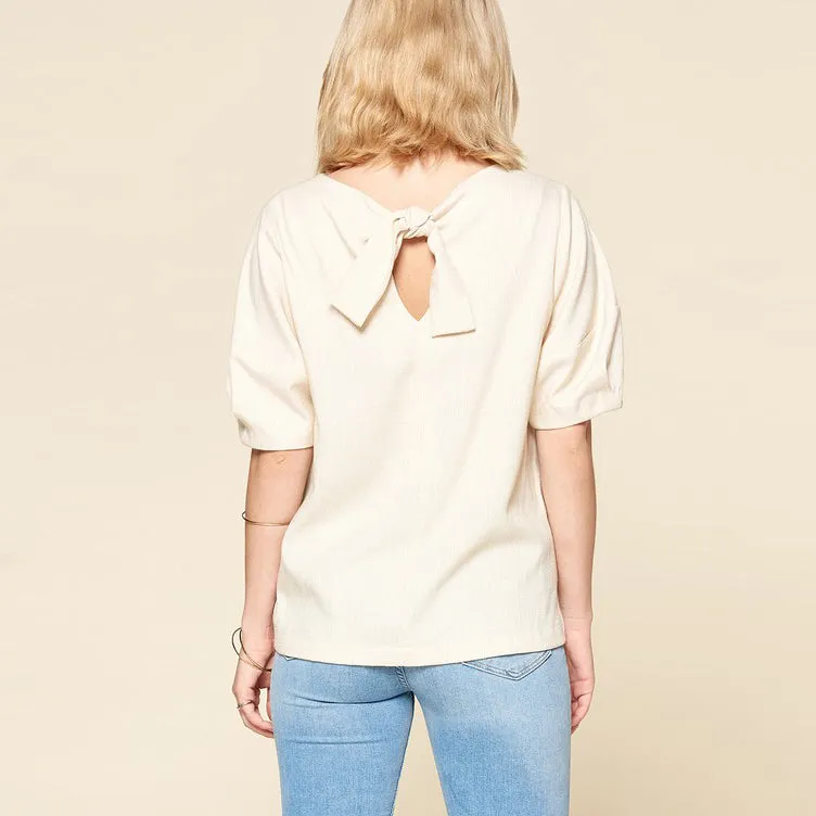Ribbon Tie Linen Blouse