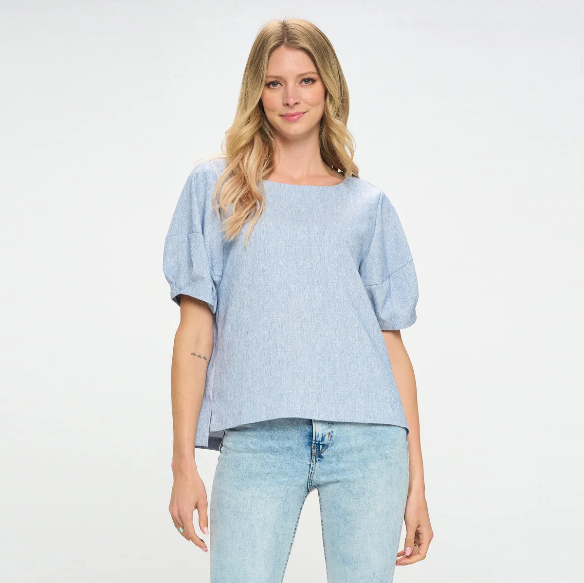 Ribbon Tie Linen Blouse