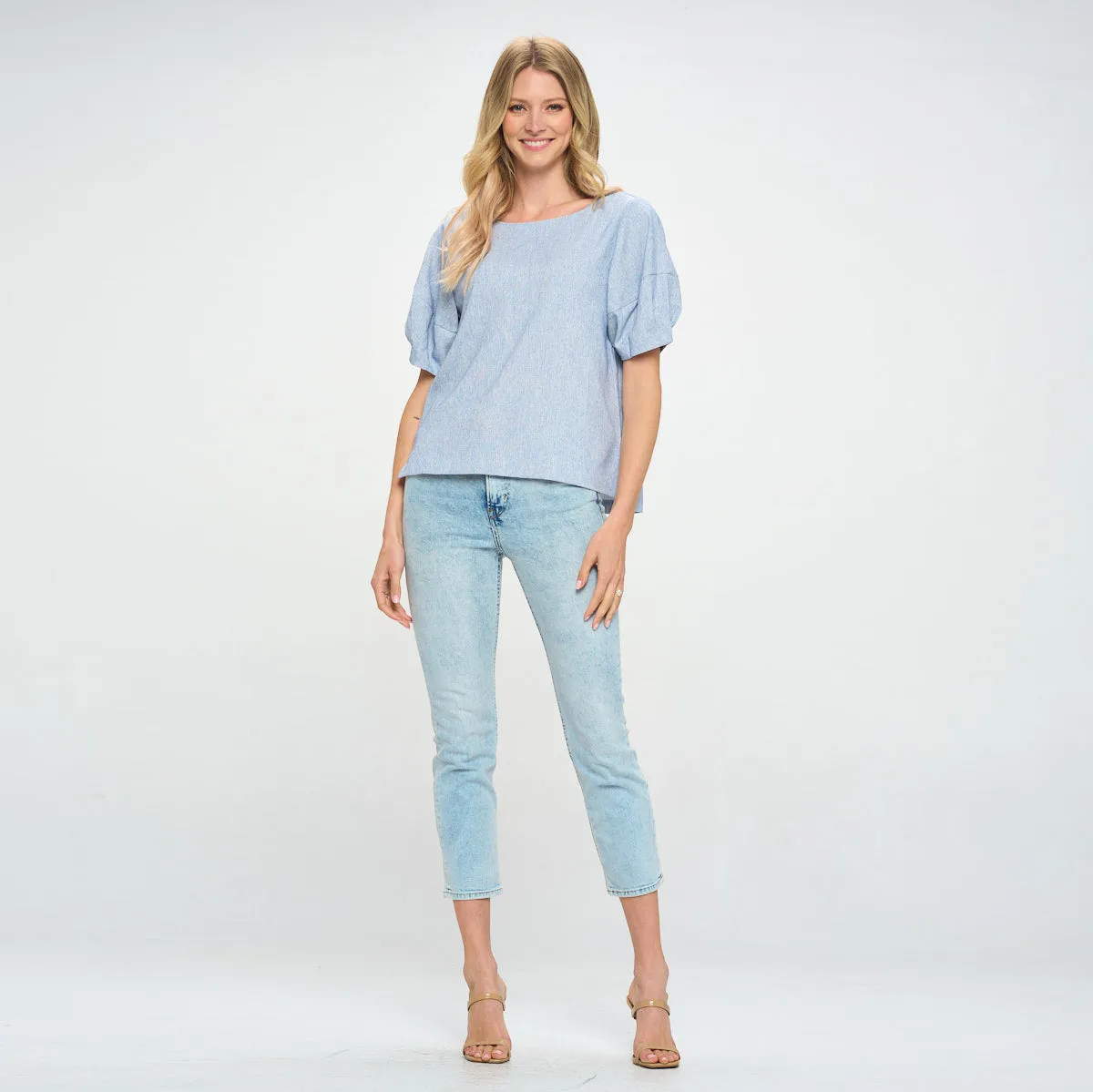 Ribbon Tie Linen Blouse