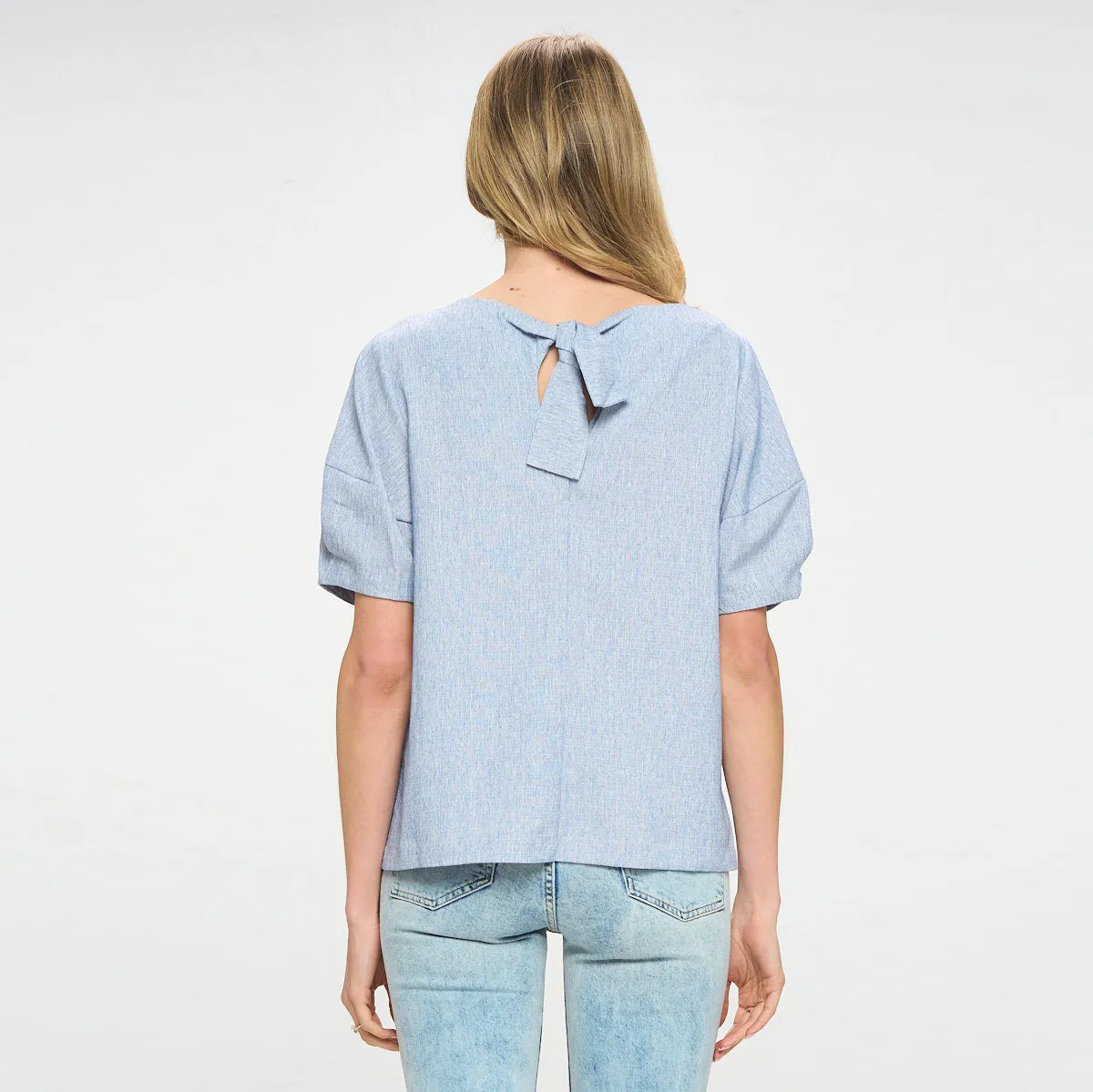 Ribbon Tie Linen Blouse
