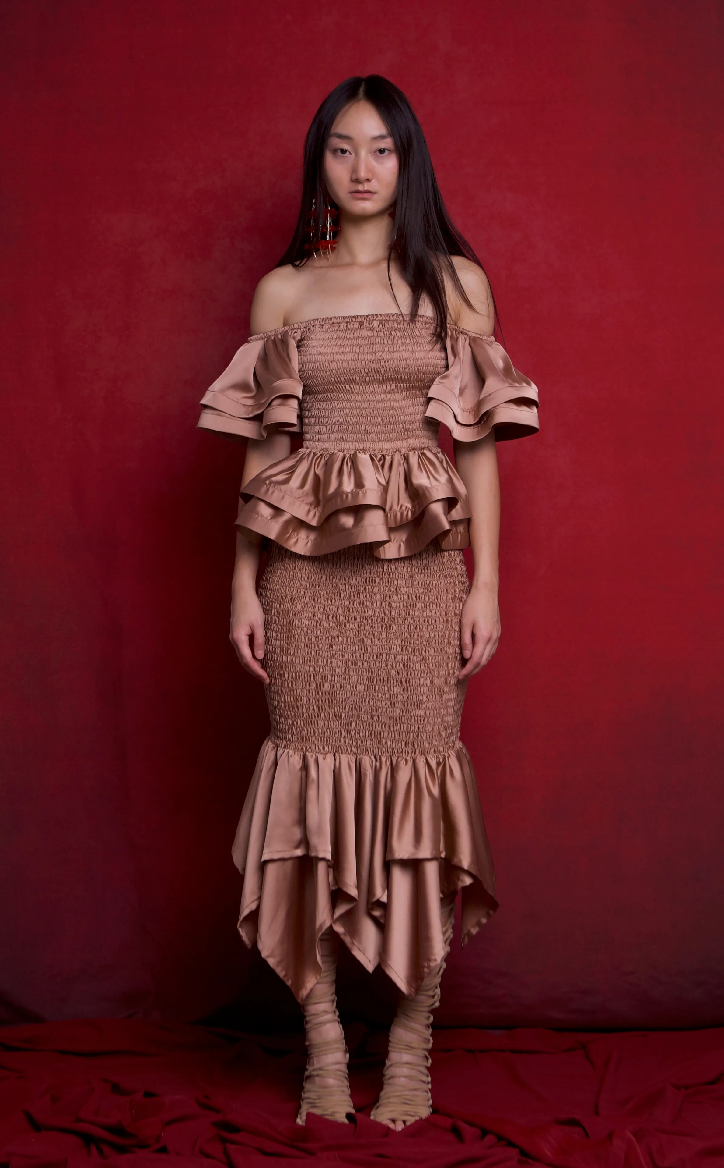 ROMA TOP - LATTE SATIN