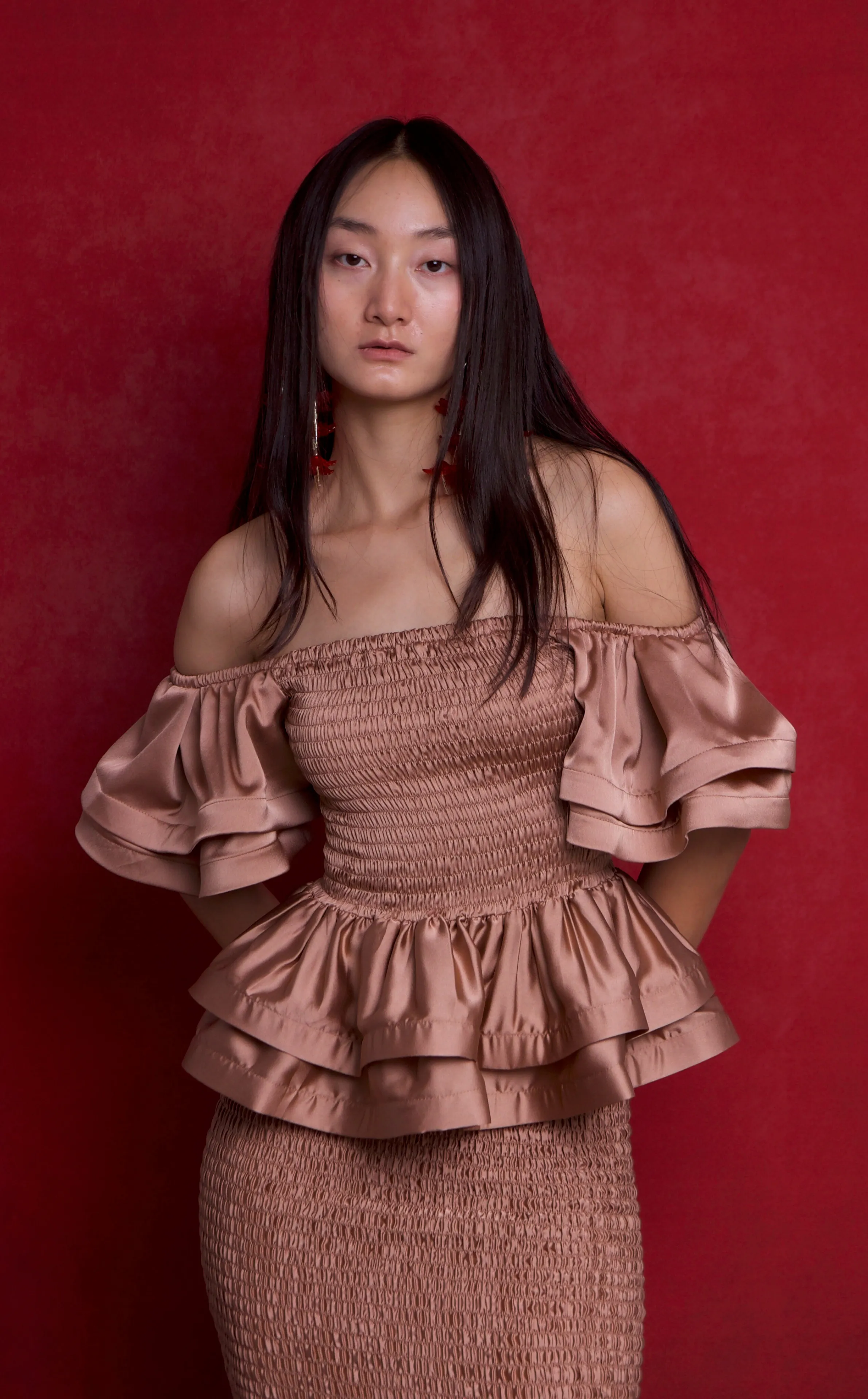 ROMA TOP - LATTE SATIN
