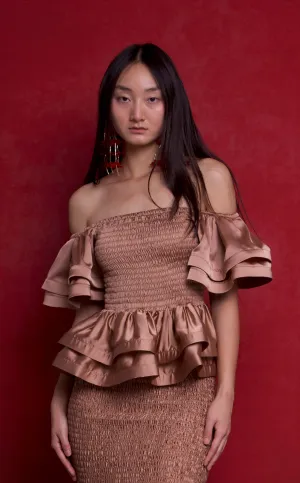 ROMA TOP - LATTE SATIN