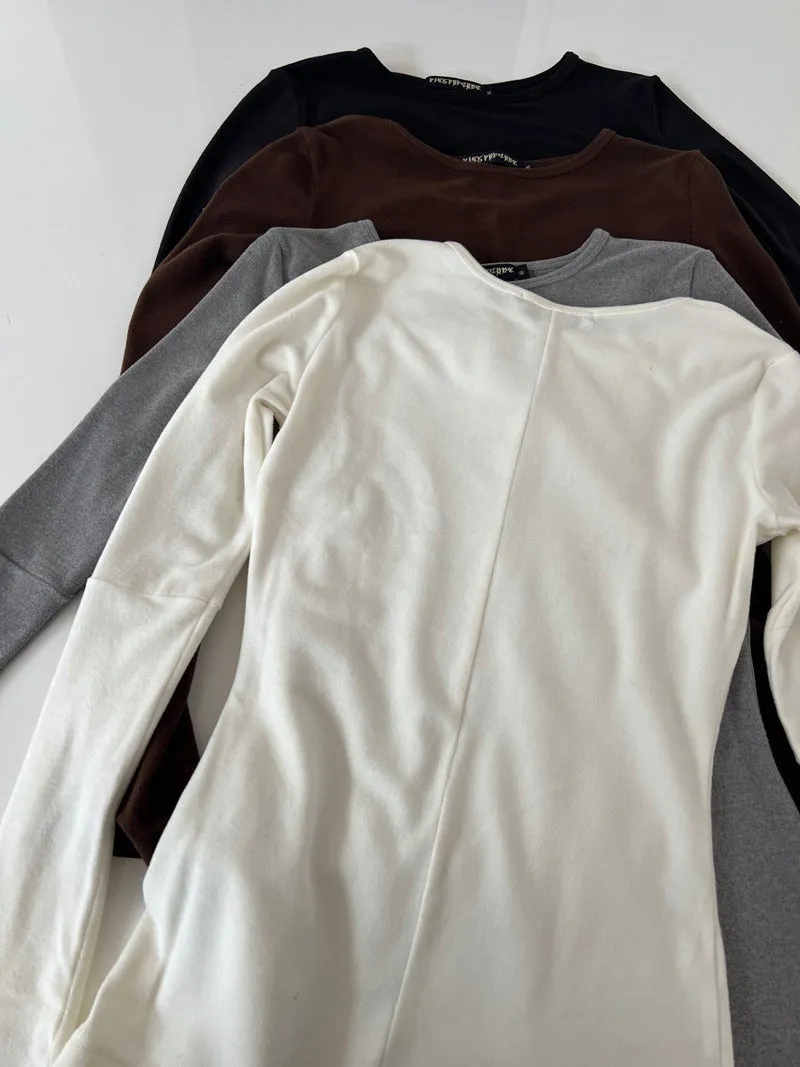 Rosemary Solid Color Slim Long Sleeve Top