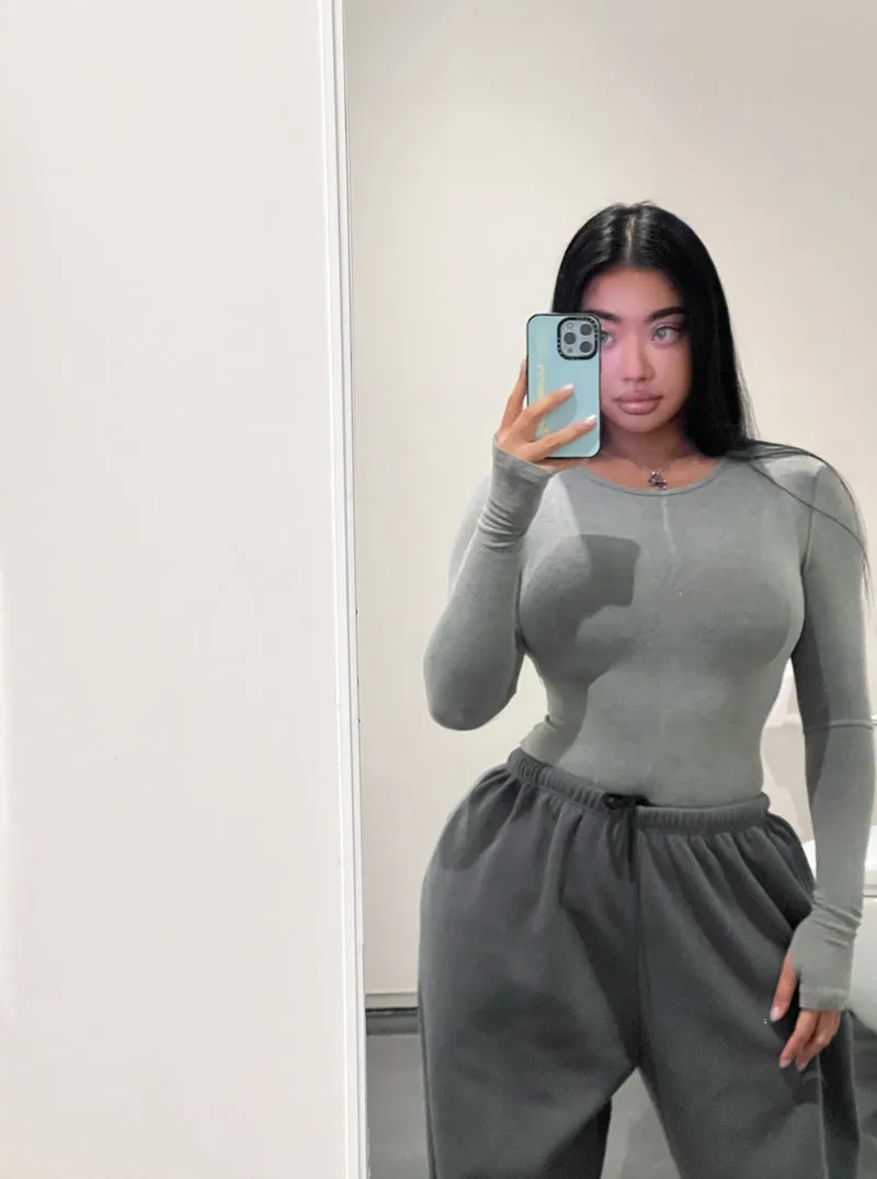 Rosemary Solid Color Slim Long Sleeve Top