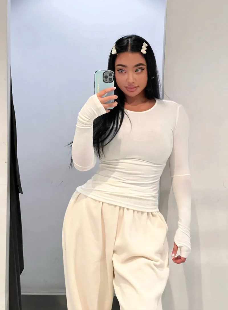 Rosemary Solid Color Slim Long Sleeve Top